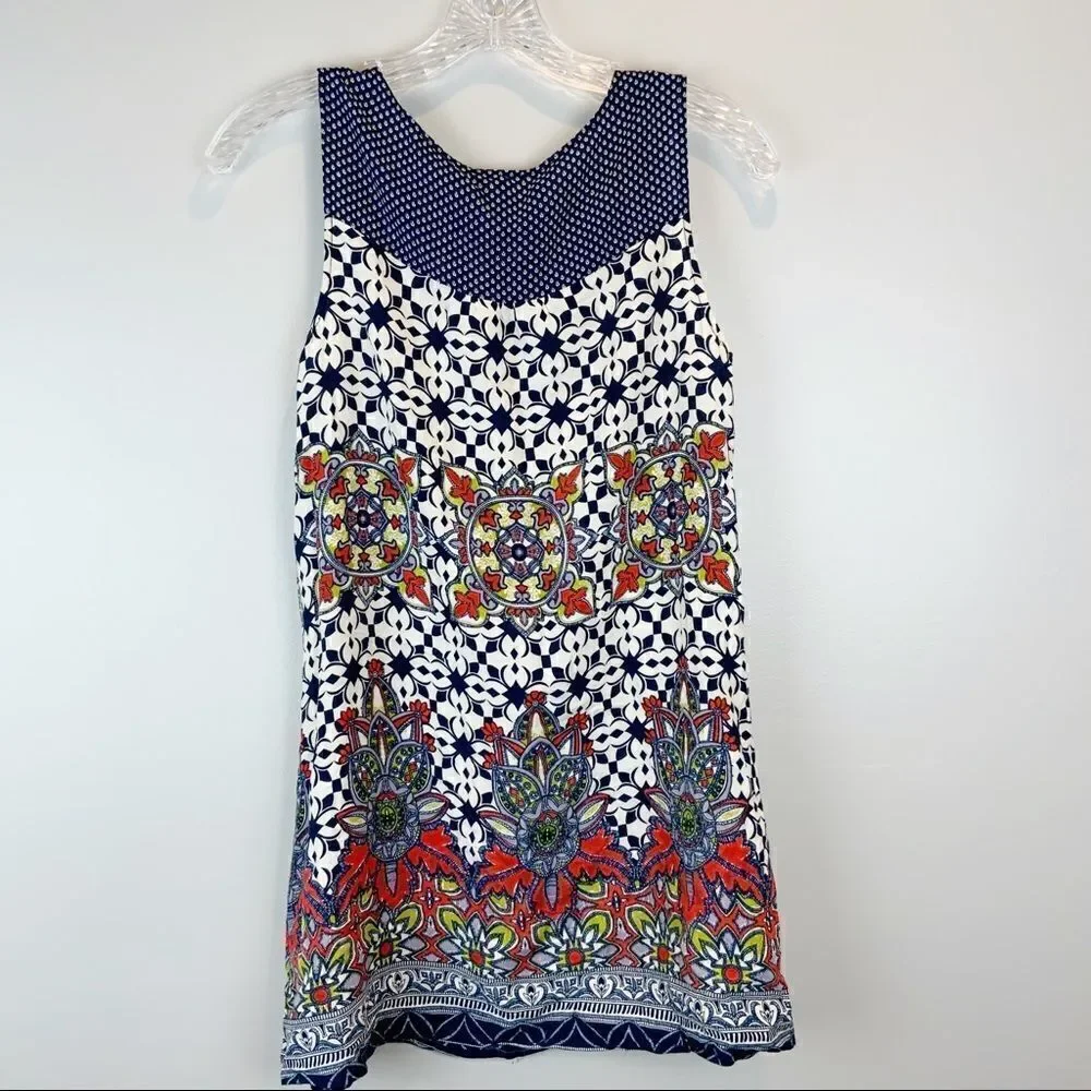 🌺3 FOR $20🌺 - En Creme sleeveless tunic dress S navy print